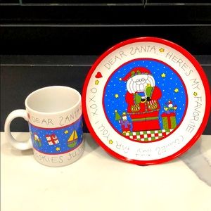NWOT “Dear Santa” Cookie Plate & Cocoa Mug Set